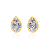 Gold Lab Diamond Bezel Prong Pear Studs