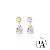 Paola x Monisha Gold Plated Lab Grown Pear Round Drop Earrings