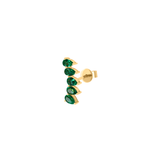 Gold Small Emerald Pear Climber Earring