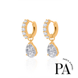 Paola x Monisha Gold Plated Lab Grown Pear Charm Hoop Earrings