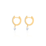 Gold Floating Diamond Hoop Earring