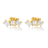 Gold Diamond Baguette Trio Climber Earring