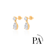 Paola x Monisha Gold Plated Lab Grown Pear Round Drop Earrings