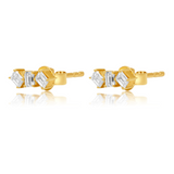 Gold Diamond Baguette Trio Climber Earring