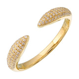 Gold Small Pave Diamond Claw Open Ring