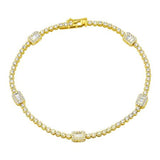 Gold Diamond Illusion Emerald Shape & Tennis Bracelet