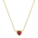Gold Bezel Set Heart Ruby Necklace