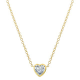 Gold Bezel Set Heart White Topaz Necklace