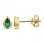 Gold Emerald Bezel Pear Stud by Monisha Melwani Fine Jewelry