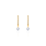 Gold Floating Diamond Hoop Earring