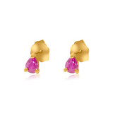 Gold Prong Ruby Pear Earring