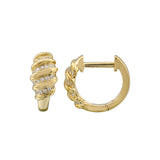 Gold Croissant Diamond Hoop Earring