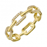 Gold Link Pave Diamond Small Ring