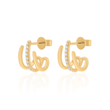 Gold Diamond Line Cage Earring