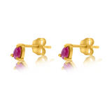 Gold Prong Ruby Pear Earring