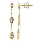 Gold White Topaz Triple Marquise Drop Earring