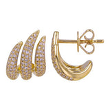 Gold Diamond Cage Lobe Stud Earrings