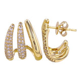 Gold Diamond Large Cage Lobe Stud Earrings