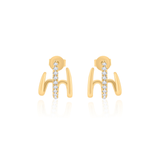 Gold Diamond Line Cage Earring