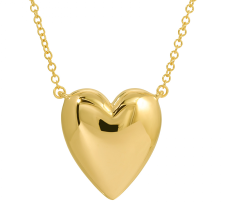 Gold Puffy Heart Necklace - Fine Jewelry by Monisha Melwani