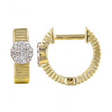 Gold Circle Pave Diamond Fluted Hoop
