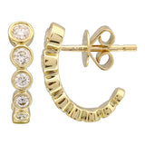 Gold Diamond Bezel Half Hoop Earrings