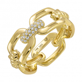 Gold Link Pave Diamond Chunky Ring