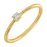 Gold Textured Mini Round Diamond Ring