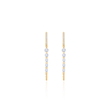 Gold Floating Diamond Drop Loop Hoop Earring