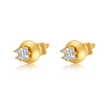 Gold Diamond Mini Baguette Prong Stud