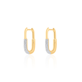 Gold Diamond Half Pave Paperclip Earring