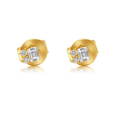 Gold Diamond Mini Baguette Prong Stud