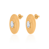 Gold Plated Lab Grown Oval Fluted Earrings
