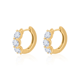 Gold Lab Diamond Triple Diamond Hoops