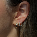 Gold Half Diamond Hoop Earring