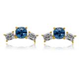 Gold Diamond Blue Sapphire Climber Earring