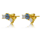 Gold Diamond Blue Sapphire Climber Earring