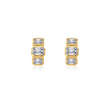 Gold Lab Diamond Emerald Cut Huggie Earrings