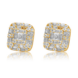 Gold Diamond Illusion Square Stud Earring