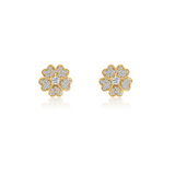 Gold Diamond Pave Flower Earrings