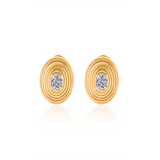 Gold Plated Lab Grown Oval Fluted Earrings