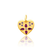 Gold Turquoise and Ruby Double Sided Heart Pendant