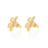 Gold Diamond Flower Bubble Earring