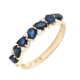 Gold Diamond and Blue Sapphire Multi Pear Ring