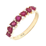 Gold Diamond and Ruby Pear Ring
