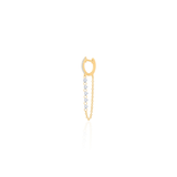 Gold Floating Diamond Drop Loop Hoop Earring