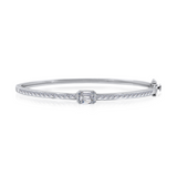 Gold Lab Diamond Emerald Bezel Bangle