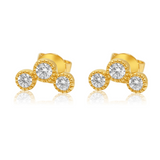 Gold Diamond Trio Bezel Curve Earring