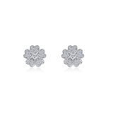 Gold Diamond Pave Flower Earrings