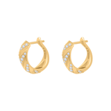Gold Diamond Chevron Pave Hoops